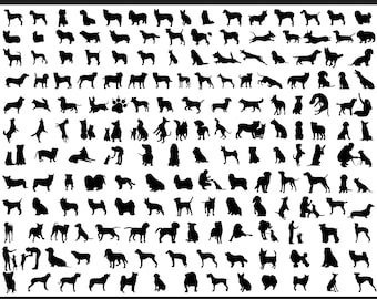520+ Dog Silhouette Bundle, Dogs Mega Silhouette Bundle, Dogs Silhouette SVG Png, Dog Silhouette, Dog Breed Silhouette