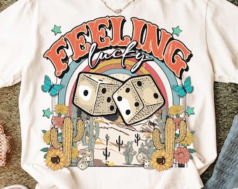 Gefühl Glück Türkis PNG Cowgirl Western-Shirt, Land PNG, Wilder Westen Geschenke, Boho Retro Vintage Digital Download PNG