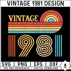 Vintage 1981 png svg, 1981 Geburtstag svg, 44th Birthday svg png, Vintage Geburtstag svg, 1981 44 Geburtstag SVG png
