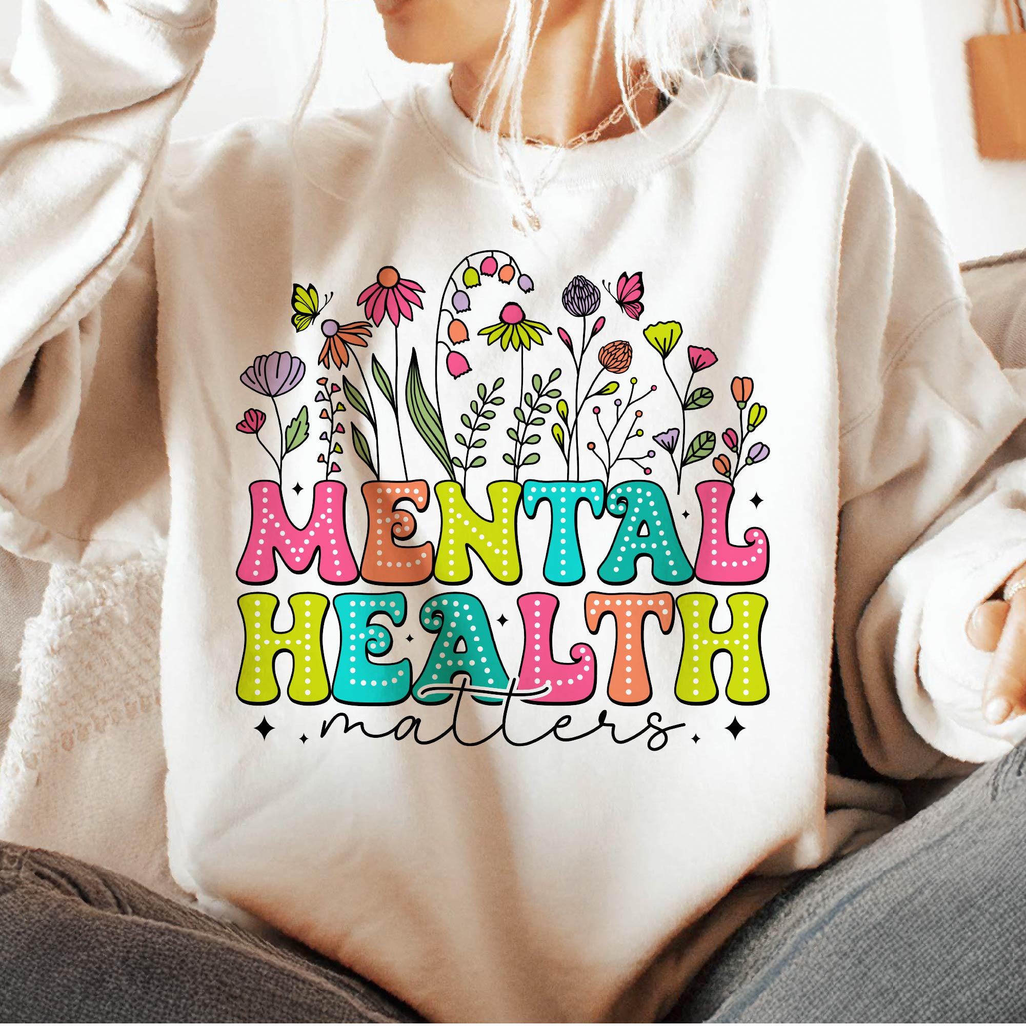 Floral Mental Health Matters PNG Sublimation Design, Mental Health ...
