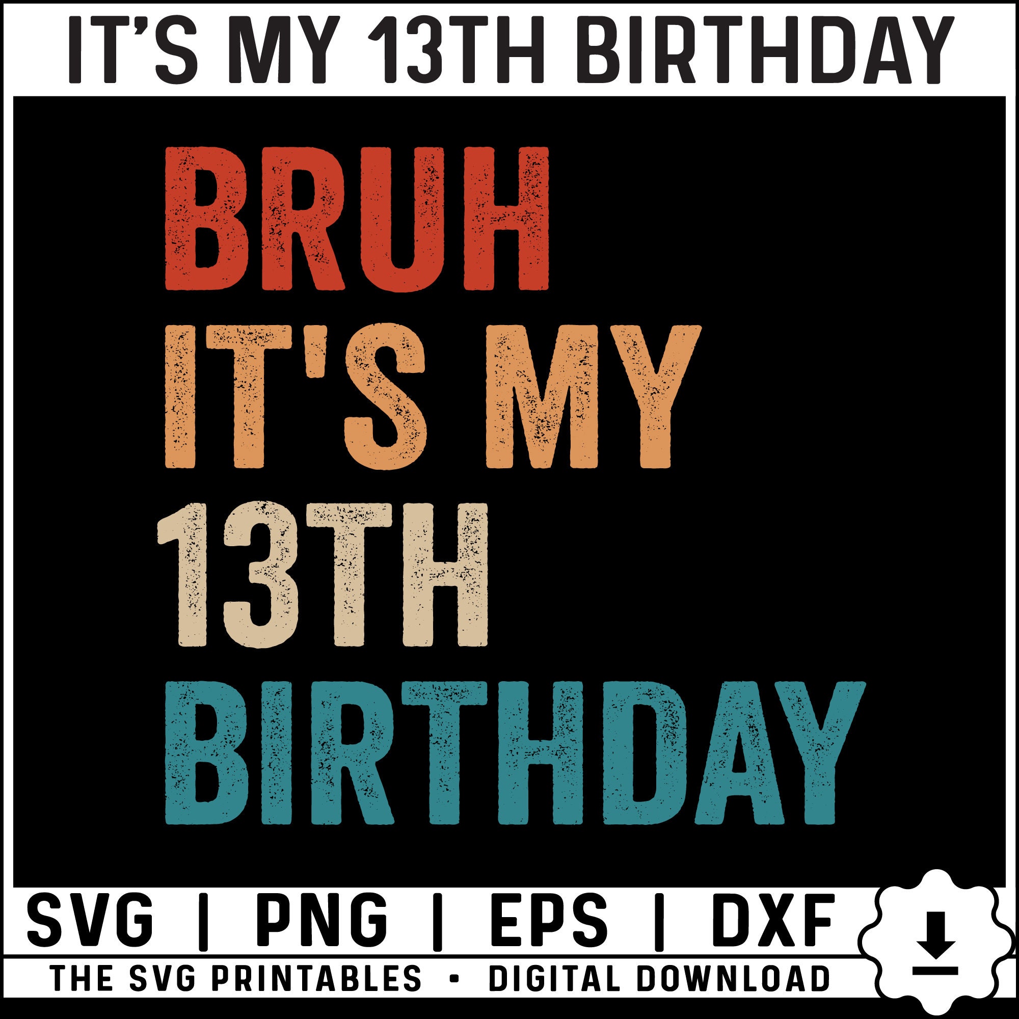 Bruh It's My Birthday Banner – 5 X 3 Ft, Zwart-blauw, Voor 13e Verjaardag Tiener, Met Coole Graffiti-stijl, Gemaakt Van Vinyl, Herbruikbaar