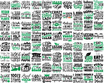 Vegan Svg Bundle, Vegan Png, Vegan Quote Svg, Funny Vegan designs, Vegan Motivation SVG, No Meat SVG