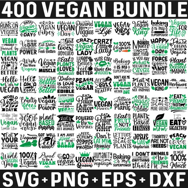 Vegan Svg Bundle, Vegan Png, Vegan Quote Svg, Funny Vegan designs, Vegan Motivation SVG, No Meat SVG