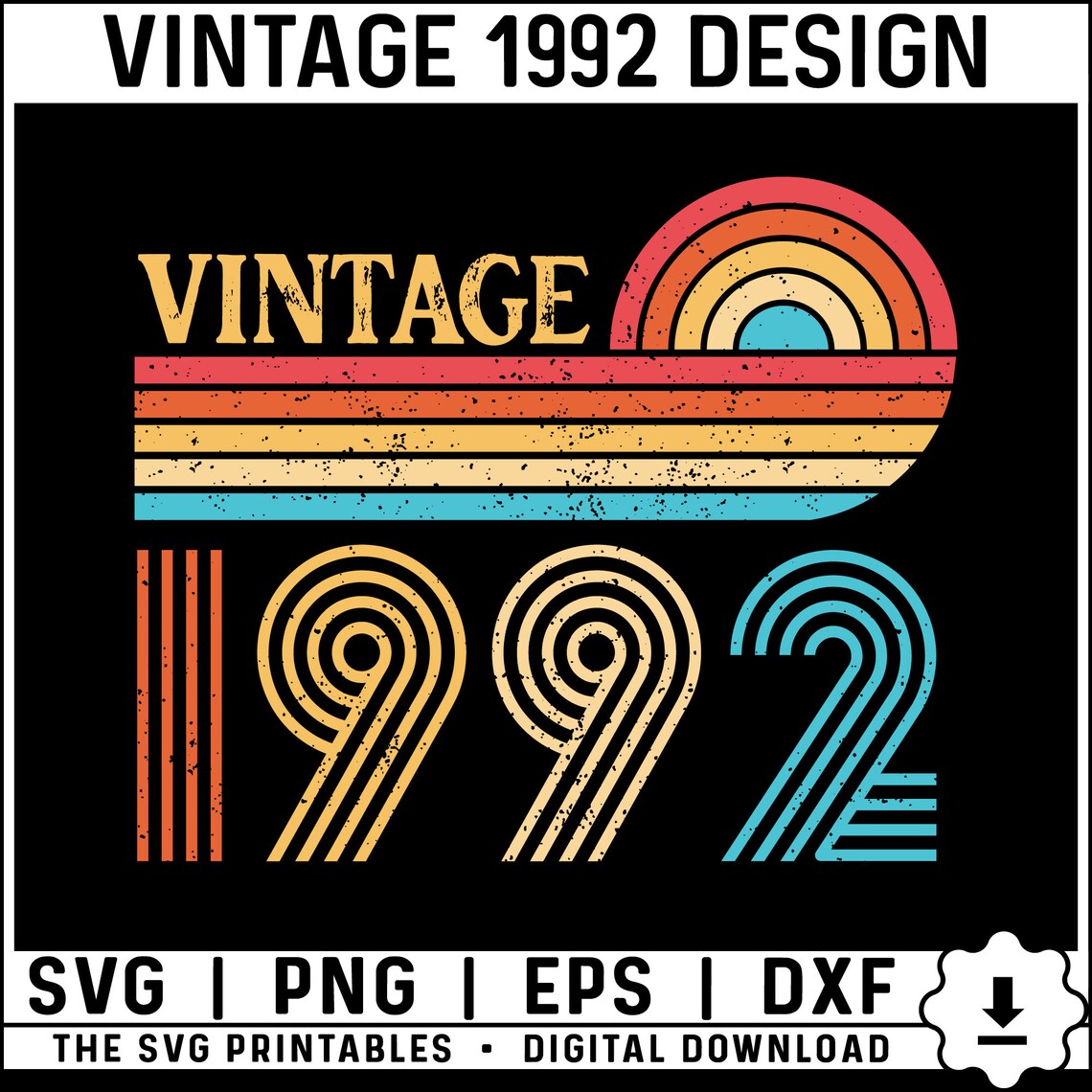 Vintage 1992 Svg, 1992 Birthday Svg, 32nd Birthday Svg Png, Vintage ...
