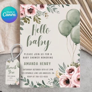 Baby in Bloom Invitation, Wildflowers Baby Shower Invitation, Purple Pink Flower Invitation, Wild Flower Invite, Floral Baby Brunch Invite