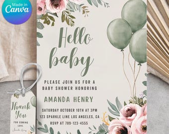 Baby in Bloom Invitation, Wildflowers Baby Shower Invitation, Purple Pink Flower Invitation, Wild Flower Invite, Floral Baby Brunch Invite