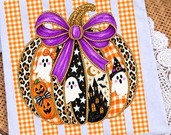 Striped Coquette Pumpkin Png, Gingham Halloween Png, Leopard Pumpkin Png, Purple Bow Halloween Png, Ghost Haunted House Png, Spooky Png