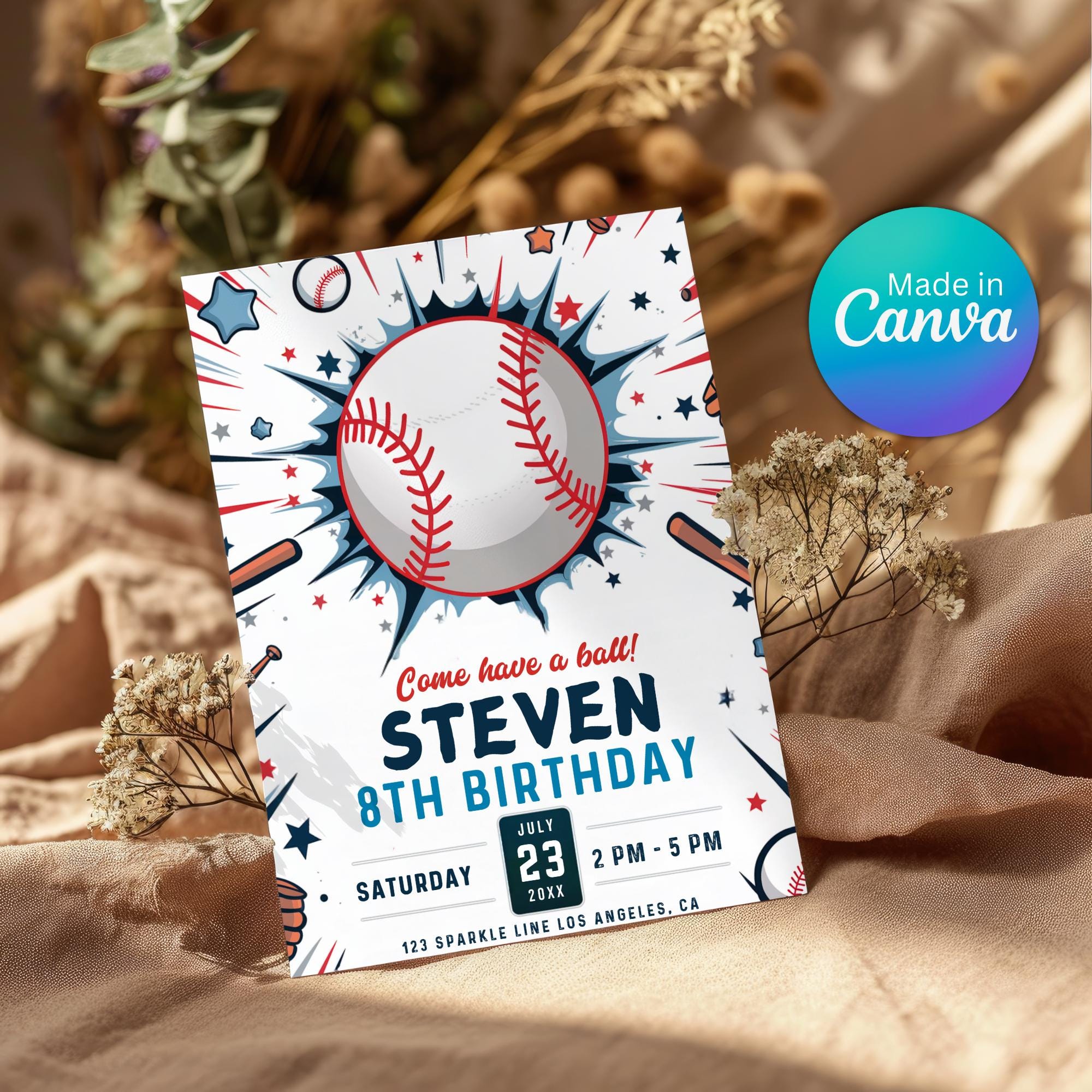 Editable Baseball Birthday Invitation, Baseball Party Invites, Instant ...