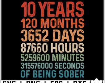 Tenth Birthday PNG Svg Boy, 10 Years Old Svg, 120 Months Ten Years Svg, 10 Years Of Being Sober Svg Png, 10th Birthday Svg Instant Download