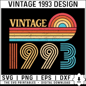 Vintage 1993 Svg, 1993 Birthday Svg, 31st Birthday Svg Png, Vintage Birthday Svg, 1993 31st Birthday SVG