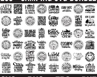 Camping Svg Bundle, Camper Svg PNG, Camping Life Svg, Vandring Svg, Camping Svg för T-shirts, Äventyr Svg, Camping Cut Files