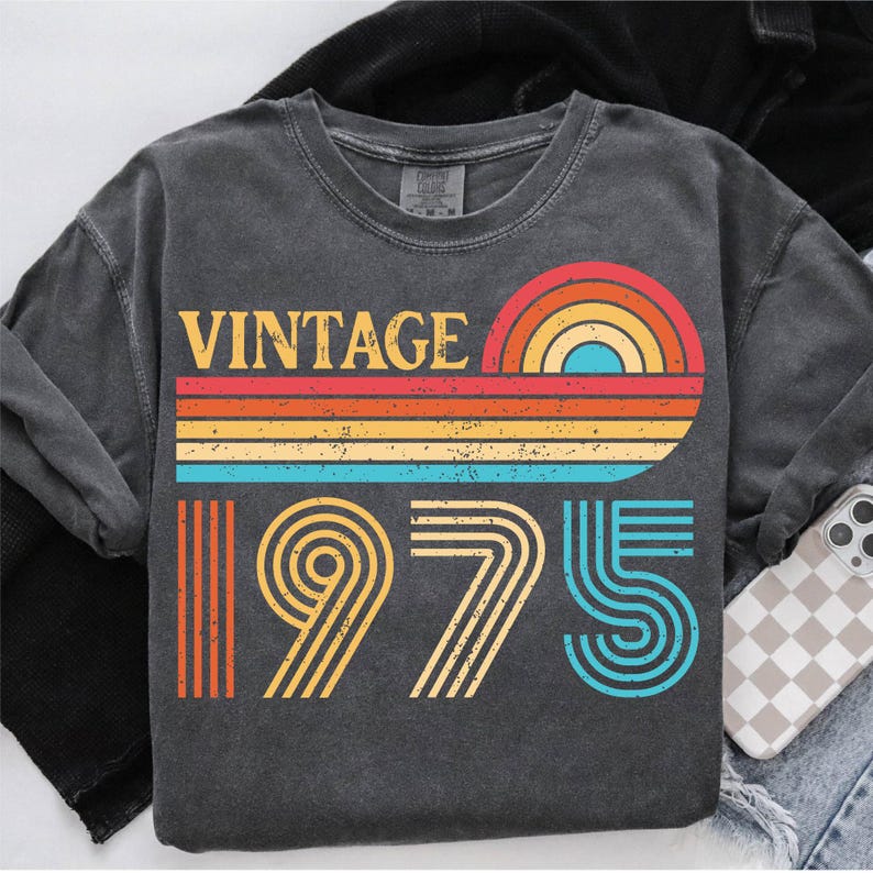 Vintage 1975 PNG SVG, 1975 Birthday Svg, 51 Birthday Svg Png, Vintage ...