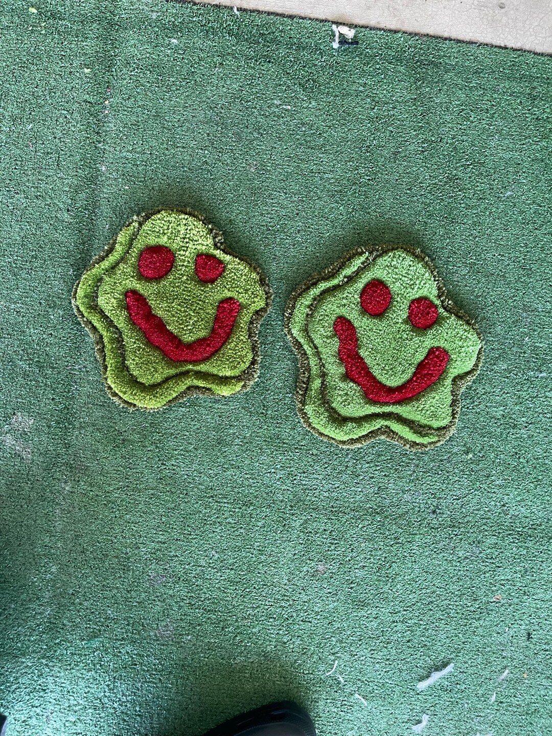 Handmade Smiley Face Pickle Mini Rugs, Cute, Home Decor, Coasters - Etsy