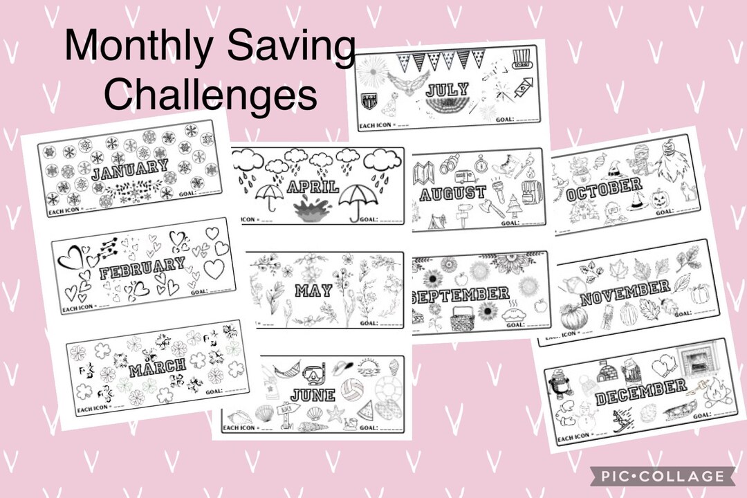 12 Months Mini-saving Challenges: Printable A6 - You Set the Amount for ...
