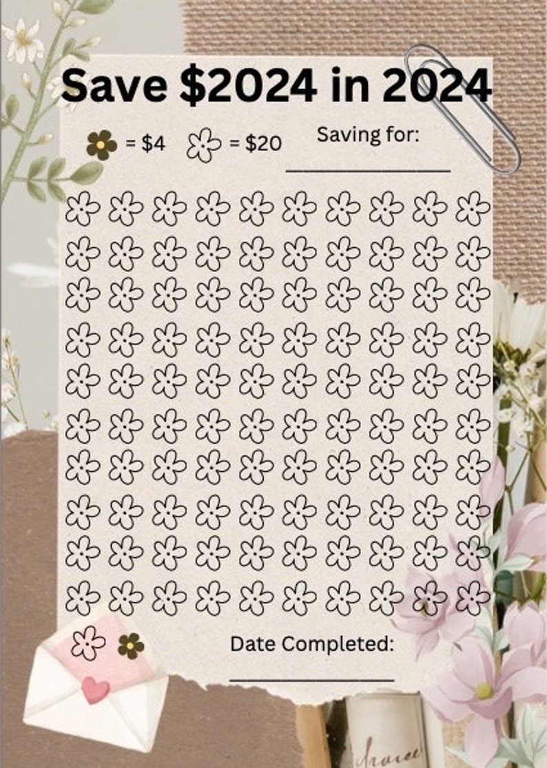 Save 2024 in 2024 Tracker 20 Dollars at a Time Use Your 100 Envelopes