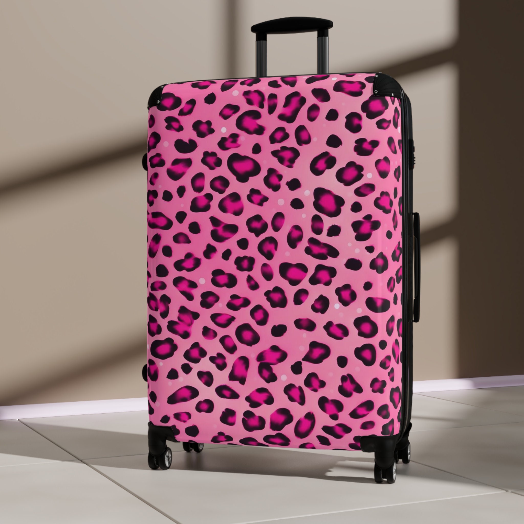 Pink sales leopard suitcase