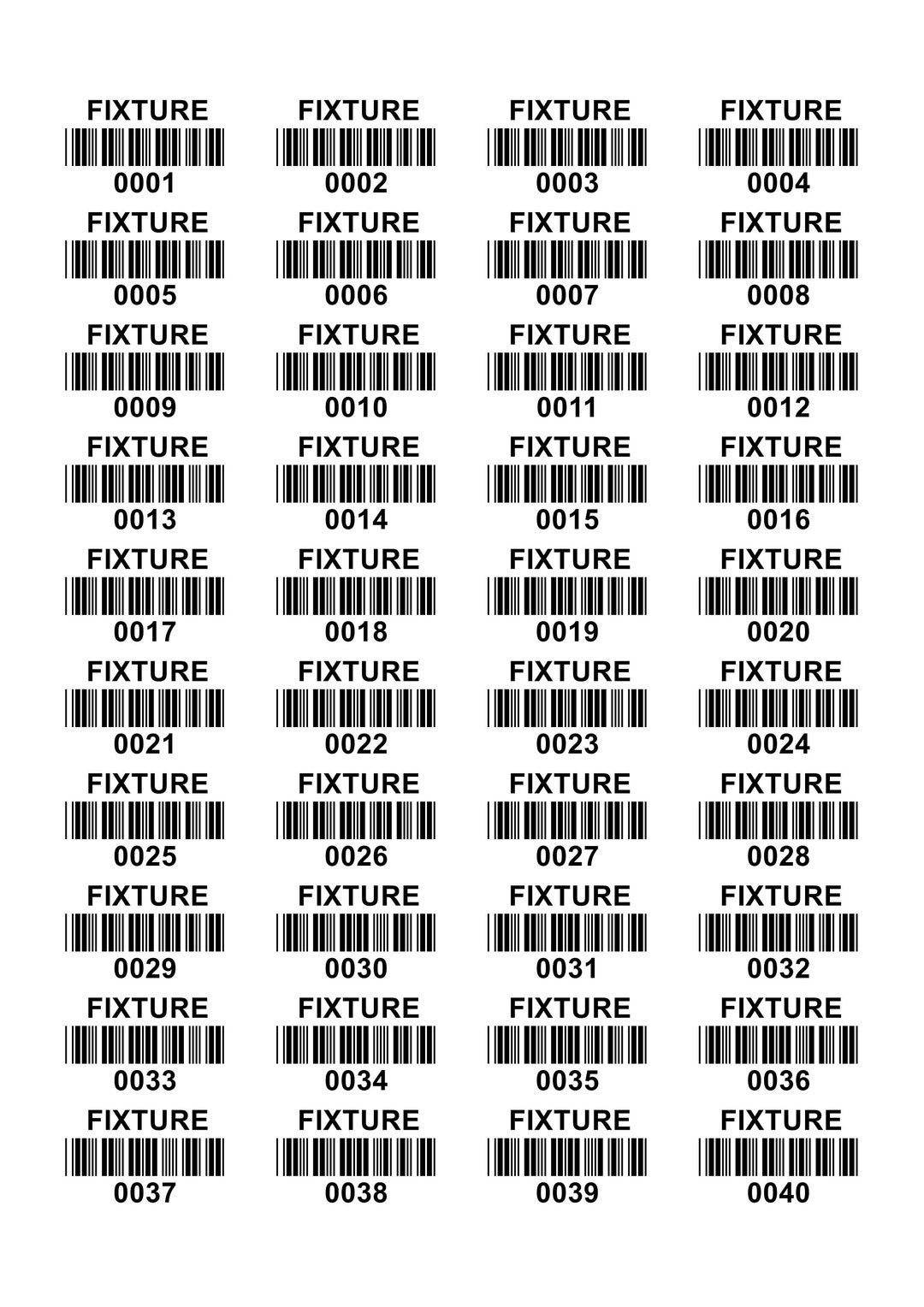 Fixture Labels 40 per Sheet Barcode & Number Are Sequential - Etsy