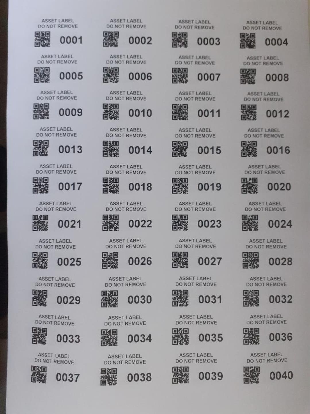 QR Code Asset Labels 40 per Sheet QR Code & Number Are - Etsy