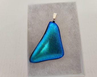 Stunning Teal Dichroic Glass pendant!