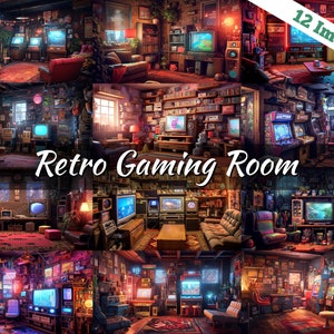 Vtuber Background, stream room background, vtuber room background, stream overlay, zoom background, twitch obs streamer, retro gaming room