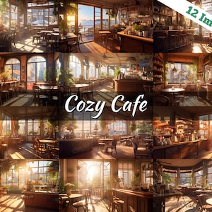 Vtuber Background, stream room background, vtuber room background, stream overlay, zoom background, vtuber background bundle, cozy cafe 4k