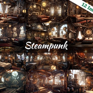 Vtuber Background, stream room background, vtuber room background, stream overlay, zoom background, vtuber background bundle, steampunk 4k