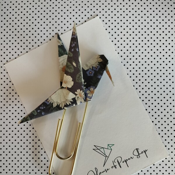 Hummingbird Origami Bookmark, Floral, Handmade, Metal Paperclip, Unique Gift