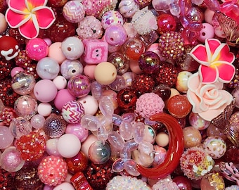Mixed Acrylic Beads: Rhinestone, Flower, Luminous DIY Beads