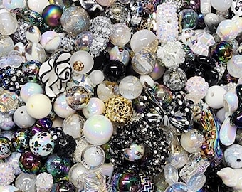 Mixed Acrylic Beads: Rhinestone, Flower, & Luminous DIY Charms