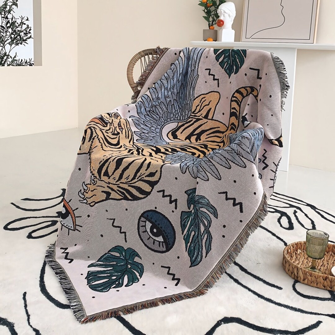 Tiger Angel Boho Sofa Throw Wall Tapestry Bed Cover Couch Etsy Australia