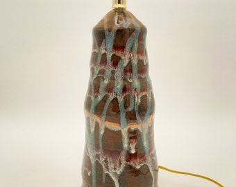 Handmade Pottery Lamp - One of a Kind Wheel Thrown Ceramic Lamp for your Living Room End Table or Bedside Table