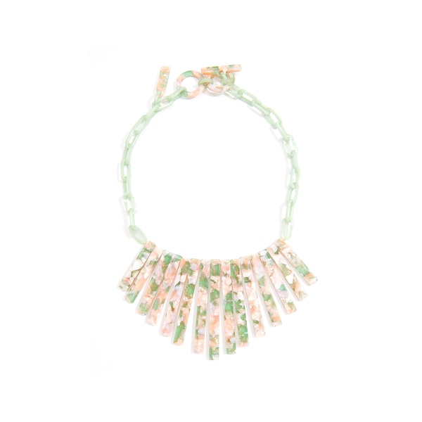 Exquisite Premium Torti-Print Resin Collar Necklace with Toggle Closure