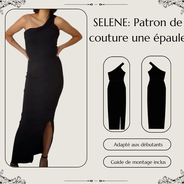 Patron Couture Robe Selene Épaule Unique / PDF, Tailles XS-XXL / Pour Débutants, Tutoriel Vidéo Complet Inclus