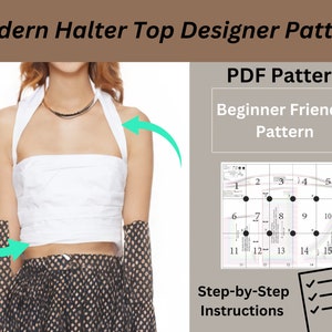Chic, Modern Halter Top Sewing Pattern with Self-Tie Back Detail