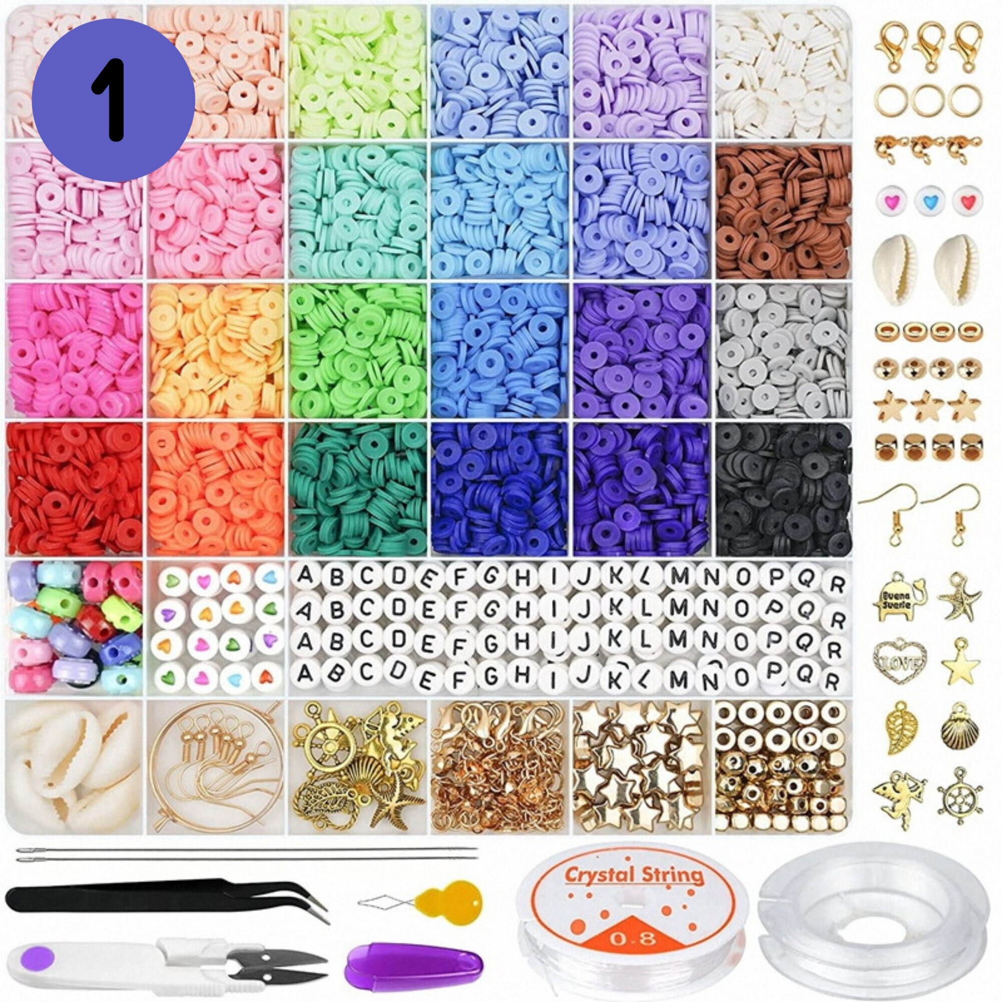 Redtwo 4200 Pcs Clay Beads Bracelet Making Kit, Friendship Preppy Flat  Polymer Heishi Beads Jewelry Kits with Charms, Gifts for Teen Girls Crafts  for