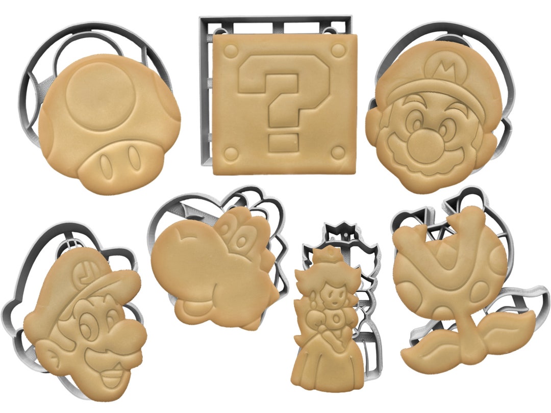 Gamers Cookie Cutters Set 7 Toad, Mario, Luigi, Yoshi, Piranha Plant