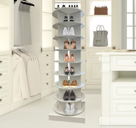 Revolving Shoe Rack Wooden Rotating Shoe Rack Tower, Tier