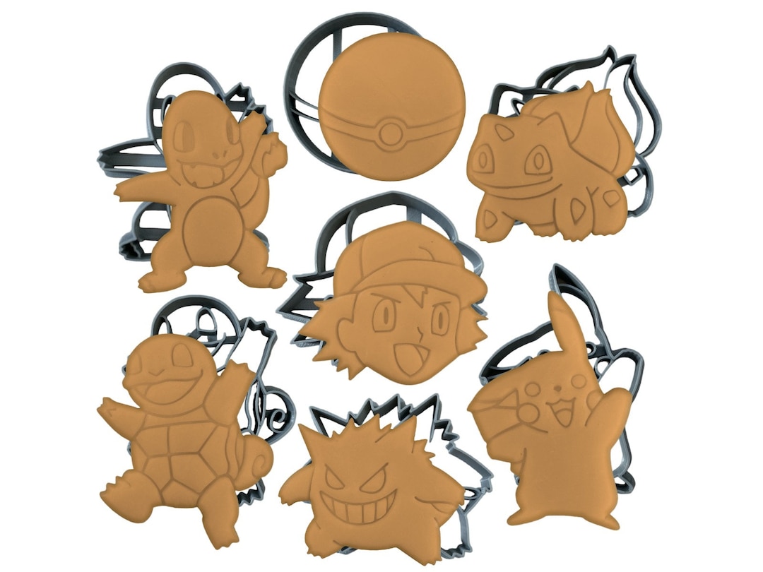 Gamers Cookie Cutters Set 7 Pikachu Bulbasaur Charmander Pokeball