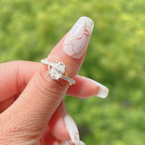 Solid Gold Split Shank Oval Cut Moissanite Engagement Ring, Solitaire Promise Ring, Daily Wear Classic Style Ring, Bezel Set Wedding Ring