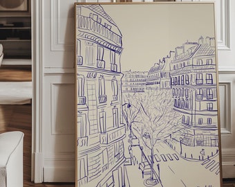 Paris Architecture Print: Hand-Drawn Haussmann Street Sketch