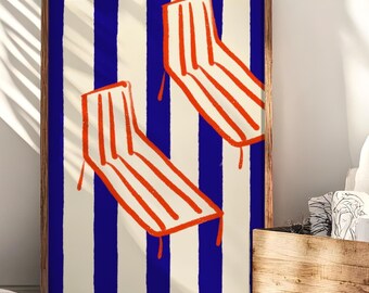 French Riviera Beach Print: Minimalist Tropical Wall Art