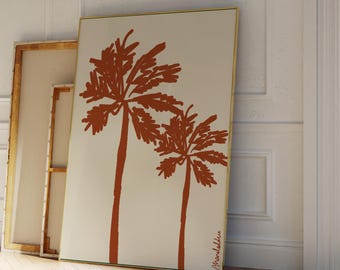 Minimalist Palm Trees Art Print, Tropical Botanical Wall Art