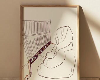 Ghardaïa Rug Weaver Print, Algerian Woman Artisan Art
