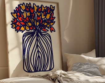 Tulip Art Print: Vintage Botanical Illustration, Bauhaus Decor