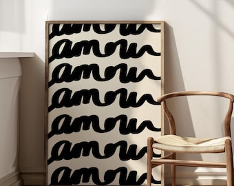 Amour French Love Print: Minimalist Black and Beige Typography