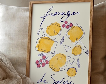 Fromages de Savoie-afdruk: Franse kaasillustratie, keukenkunst