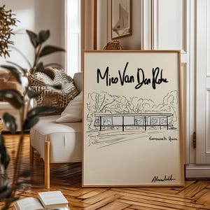 Farnsworth House Print: Mies van der Rohe, Bauhaus Architecture Poster