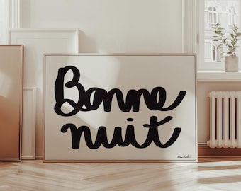 Bonne Nuit French Print: Minimalist Bedroom Wall Art