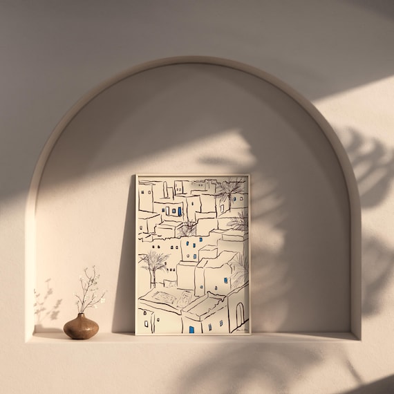 Tunisian Village Art Print: Islamic Architecture Wall Art