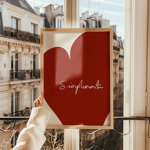 Minimal Rotes Herz Print, Simplement Love Wandkunst